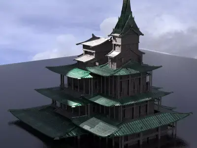 Japan Temple Ruin 3  3D model