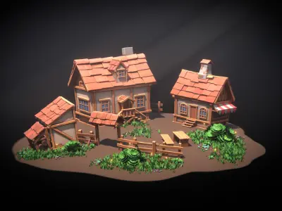 Medieval stylized pack Low-poly 3D model