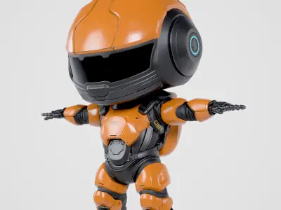 Cute Robot Orange  Low-poly 3D model