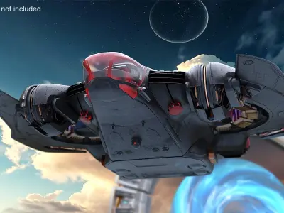  Warp Gate Assault Shuttle Black Animated Rigged 