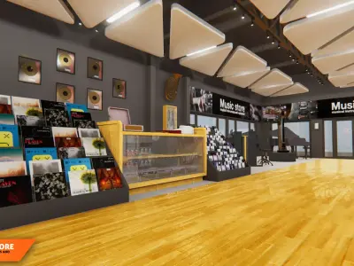 Music store - musical instruments and equipment 3D model