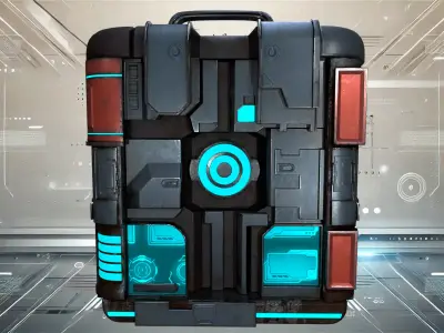 High-Detail Sci-Fi 3D Prop box B Low-poly 3D model