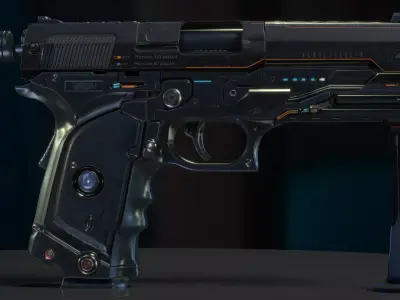 Concept Sci-fi pistol Low-poly 3D model Low-poly 3D model