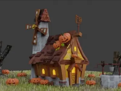 Halloween house Low-poly 3D model