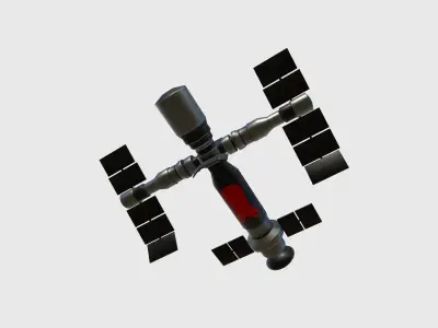 Satellite F04 Steel Red - SciFi Space Design Low-poly 3D model