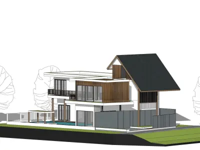 Modern Villa 3D Package for Enscape 3 and Lumion Orthogonal  3D model