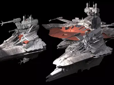 Heavy Space Carrier Ships 4 designs 3D model