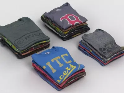 T-Shirt Collection stack of t-shirts 3D model
