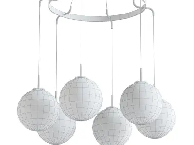 LANGUEDOC five glass globes hanging from gold chandelier 3D model