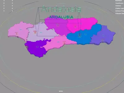 Andalusia  Spain map region geography political geographic 3D model