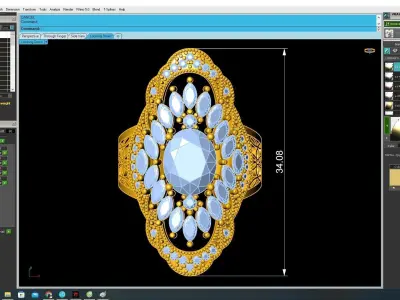 Elegant Vintage Oval Halo Gemstone Ring for Women  3433 3D print model