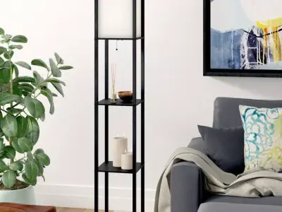 Edmundson Wood Column Floor Lamp - 2 Colour 3D model