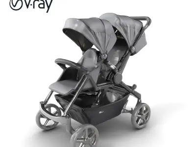 Twin Stroller Dual Seats Ergonomic Design model pack Low-poly 3D model