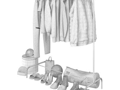 Clothes Ikea MULIG floor hanger 3D model