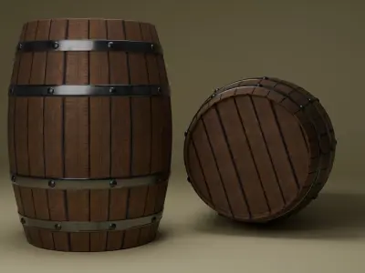 3D Wooden Barrel 3D model