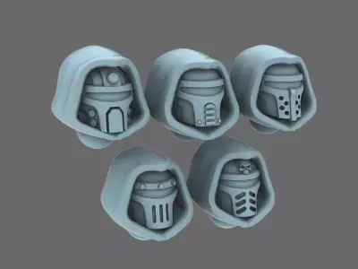 Space Knights V2 Metal Storm Hooded Helmets 3D print model