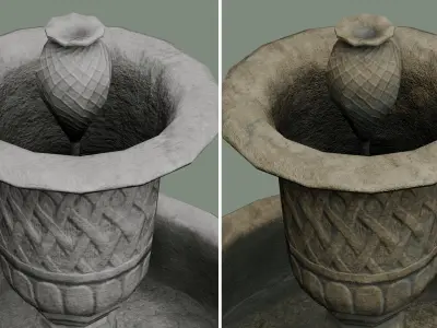 Ancient Water Fountain old dirty concrete Low-poly 3D model