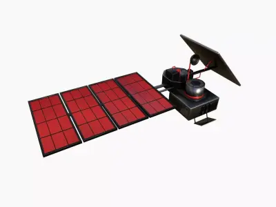 Satellite J04 Steel Red - SciFi Space Design Low-poly 3D model