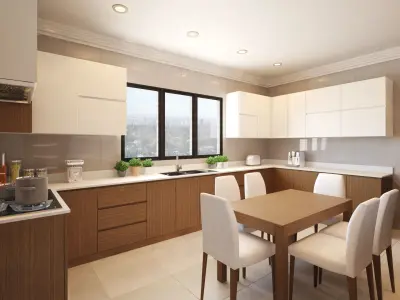 kitchen interior scene  Low-poly 3D model