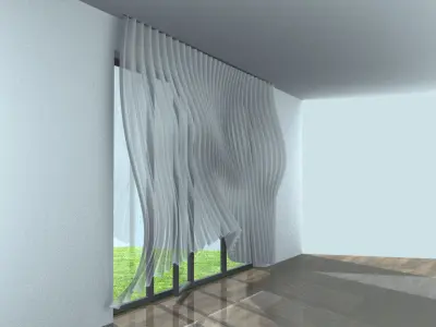 Windy Curtain in the House 3D model