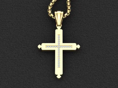 High Cross Pendant Light Gold 18K 3CP092 3D model