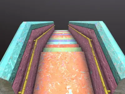 Old Colorful Stairs Low-poly 3D model