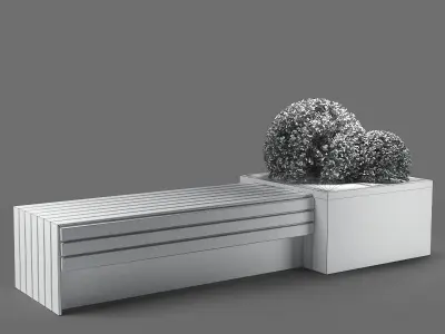 bench1150-280cm concrete bench with plant in it 3D model