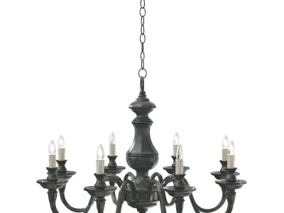 Late 20th Century Verdigris Finish Eight Arm Chandelier 3D model