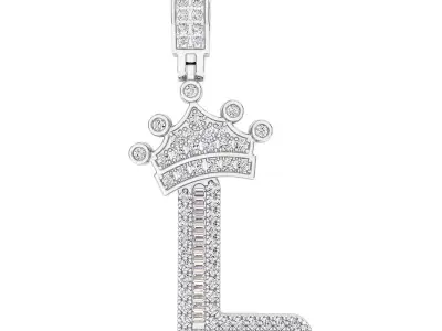 Crown Initial  l  Letter Pendant 3D print model