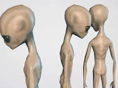 Alien Grey Low-poly 3D model