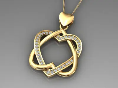 heart pendant diamond 3D print model