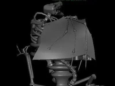 Creature skeleton statue Low-poly 3D model
