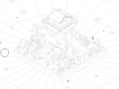 Cartoon Low Poly Great Wall China Illustration Low-poly 3D model