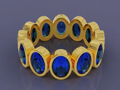 Bezel set oval cut diamond eternity ring band Free 3D print model