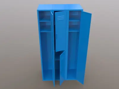 PBR School Gym Locker 04 - Blue Light Low-poly 3D model