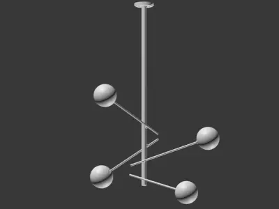 Aksel 4 Light Pendant in Black and Gold 3D model