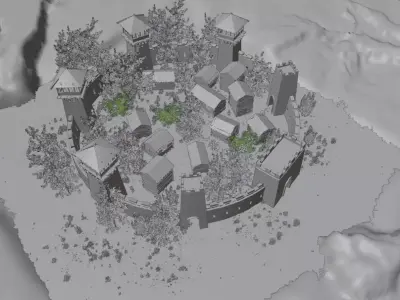 Fortified Island Settlement 3D model