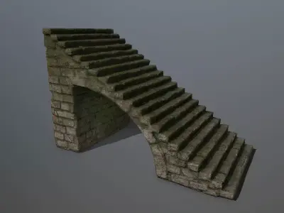 stairs brick wall Low-poly 3D model