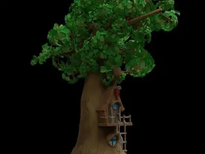 Tree House Low-poly 3D model
