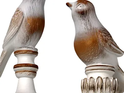 Decorative interior Rustic figurine statuette Birds on a stand 3D print model