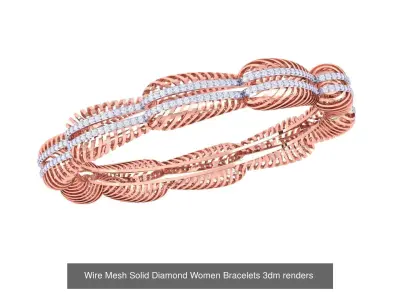23 Mesh Wire Women Light wt Diamond Bracelet 3dm renders 3D Model Pack