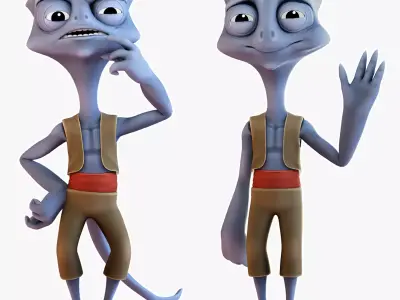 Cartoon Alien Rigged Low-poly 3D model