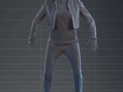 Rigged 3D female with realistic hair Low-poly 3D model