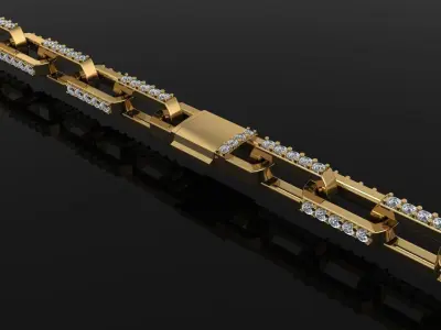 HERMES STYLE DIAMOND TENNIS LINK BRACELET NECKLACE 3D print model