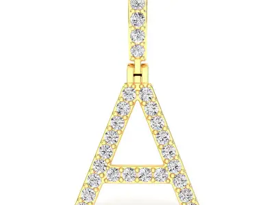 A to Z Collection-2 letter pendant gold with diamonds 3D Model Pack