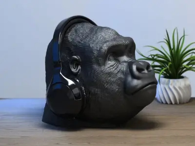 gorilla headphone stand Headset Stand Perfect Gamer Gift  3D print model