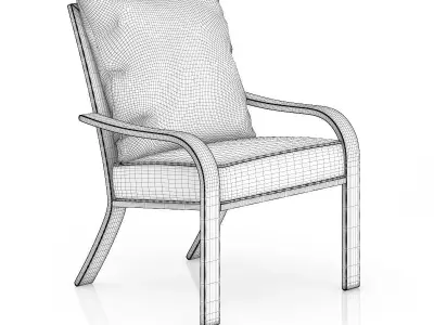Dark Wooden Chair with Pillow 3D model