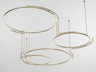 BROCHE chandelier with three circular circles hanging from ce... 3D model