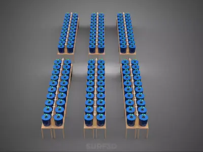 LARGE SCALE DUTCH BUCKET HYDROPONIC SYSTEM INDUSTRIAL FARM PLANT 3D model