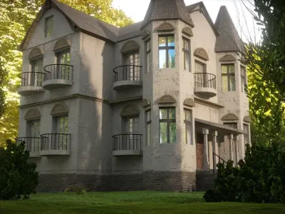 House castle Low-poly 3D model